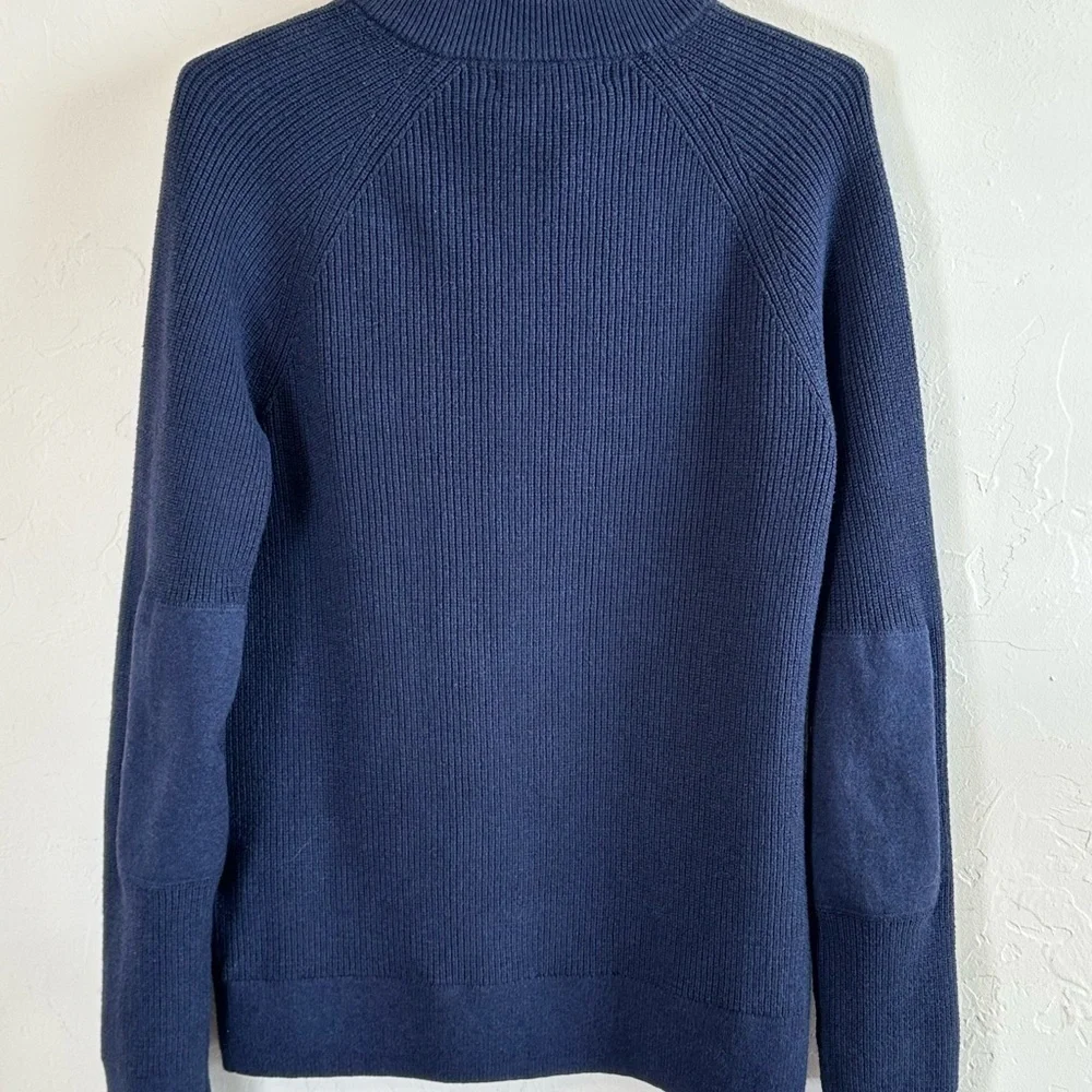 Banana Republic Men's/Unisex Blue Half-Zip Sweater with Elbow Patches Sz S